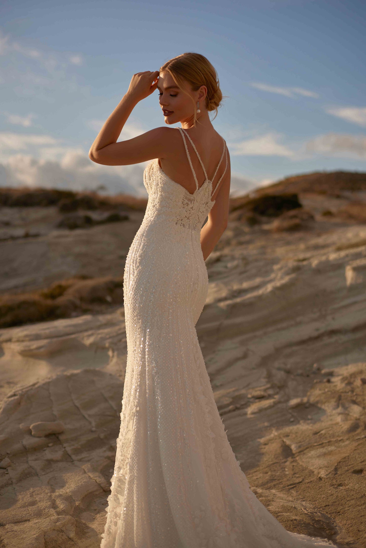 Spaghetti-strap Embroidered Lace A-line Wedding Dress - 20B185